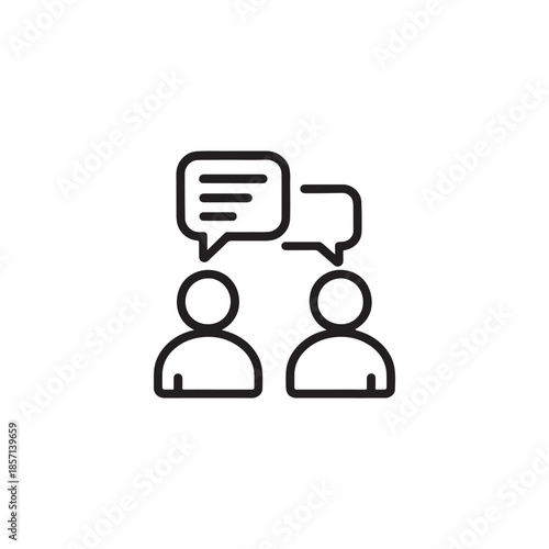 Vector illustration of Minimal Line Art Illustration of Two People Talking with Speech Bubbles