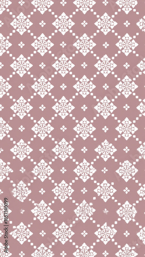 Intricate ethnic floral motifs form a beautiful geometric array.