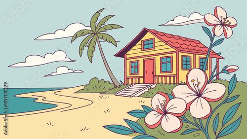 Tropical beachside cottage