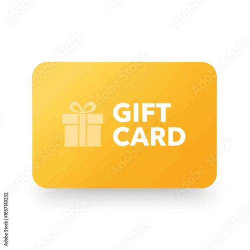 Vibrant yellow gift card illustration, perfect for special occasions, retail purchases, or offering a thoughtful present. Ideal voucher for shopping and online redemption