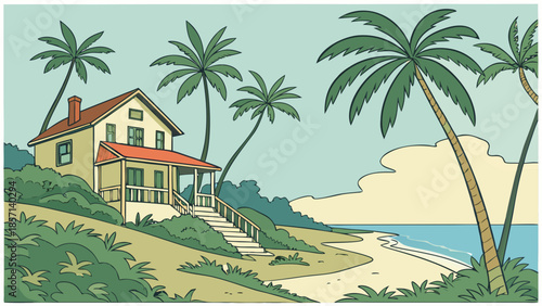 Tropical beachfront house