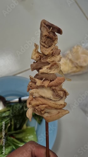 chicken satay texture with large pieces