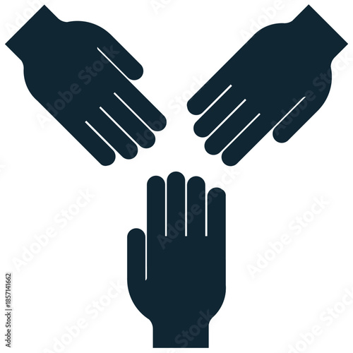 Unity icon vector for teamwork and social harmony. Ideal for illustrating solidarity, cooperation, diversity, and holding hands together.