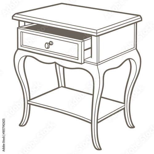 Elegant nightstand with single drawer