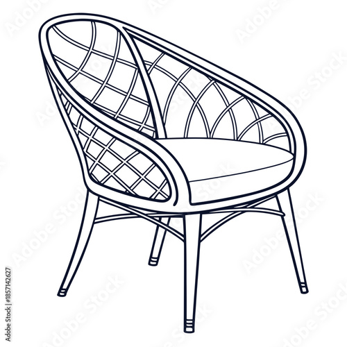 Elegant wicker armchair with cushion