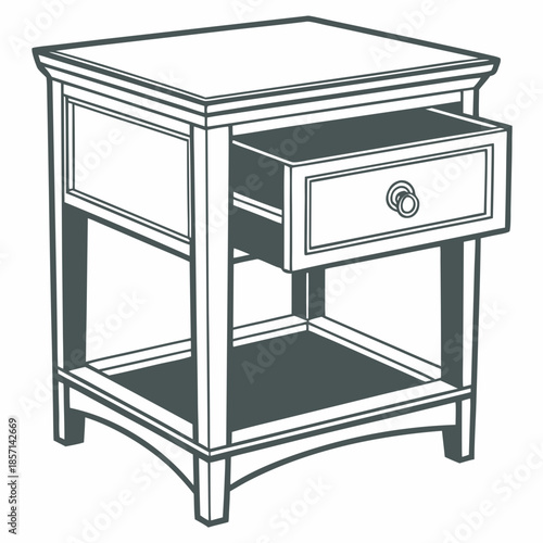 Modern wooden nightstand with single drawer