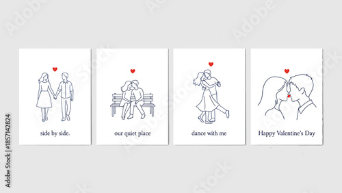 Valentine's Day cards with romantic couples and sweet messages