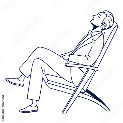 Man relaxing in folding chair