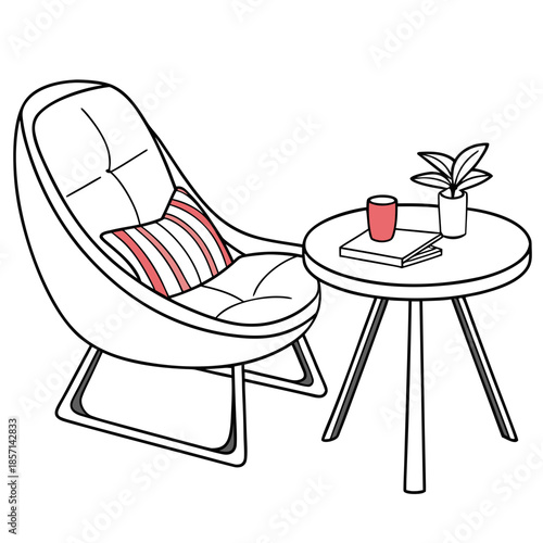 Modern lounge chair with side table