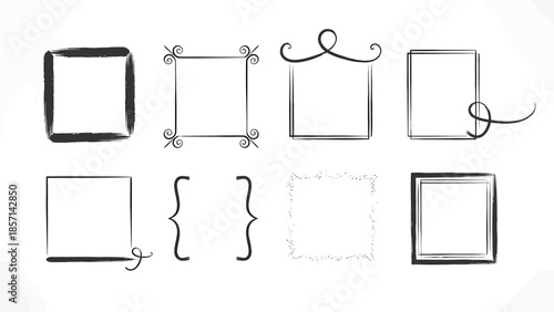 Hand drawn square frames for creative design projects