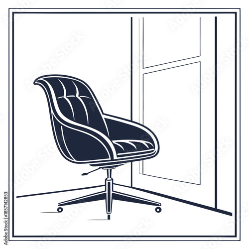Modern office chair by window
