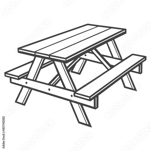 Classic wooden picnic table