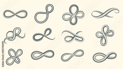 Collection of Hand-Drawn Infinity Symbols in Various Artistic Styles.