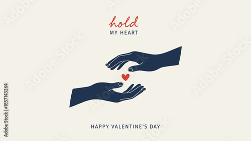 Loving hands exchanging a heart on Valentine's Day