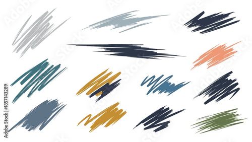 Collection of vibrant hand-drawn scribble and sketch brush strokes.