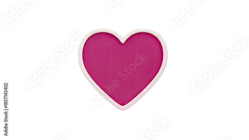 3D Pink heart with white outline on transparent background