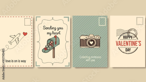 Vintage Valentine's Day postcards with love messages