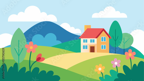 Serene countryside home with flowers