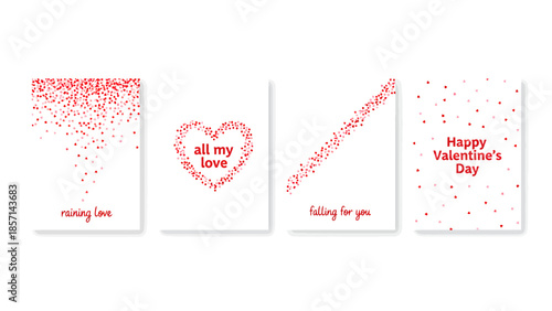 Valentine's Day greeting cards with heart designs and loving messages