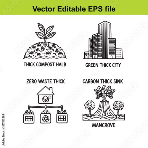  vector illustration of eco friendly city and nature icons in editable eps format for environmental concepts