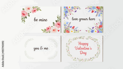 Valentine's Day greeting cards with floral designs