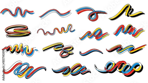 Colorful Abstract Swirls and Wavy Lines Collection.