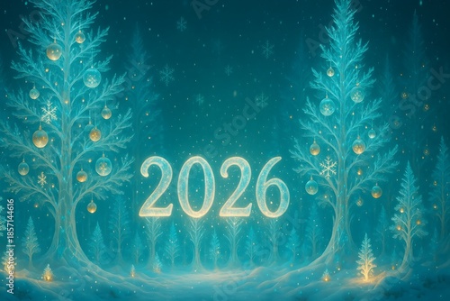 Neues Jahr 2025 Winterwald Wallpaper - Neujahr 2026 Hintergrundbild
