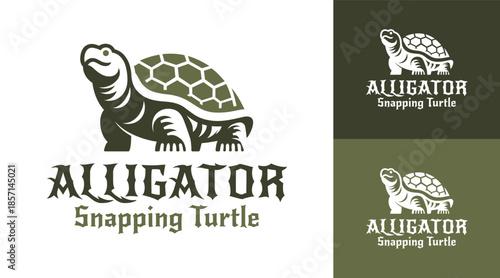 Alligator Snapping Turtle Logo Modern Minimalist Reptile Emblem