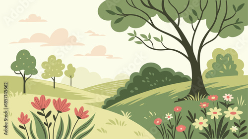 Serene meadow landscape