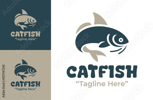 Catfish Logo Modern Minimalist Water Symbol