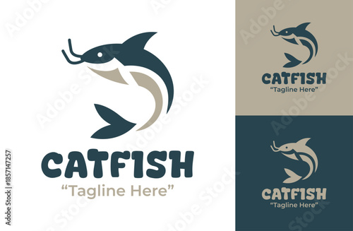 Catfish Logo Modern Minimalist Aquatic Branding