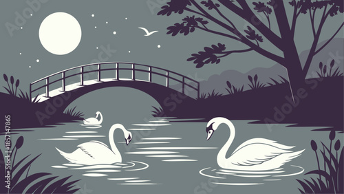 Serene night at the pond