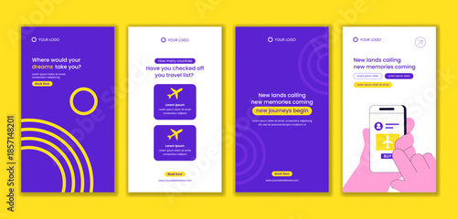 Hand Drawn Flat Cartoon Online Ticket Travel Design for Social Media Stories Background