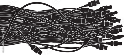 messy ethernet cables tangled together tightly