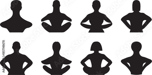 Silhouettes of people in various poses