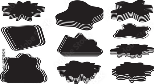 Collection of abstract black shapes layered