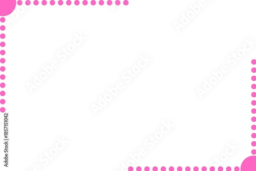 Simple pink dots border frame with white background. photo frame