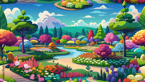 Vibrant garden landscape