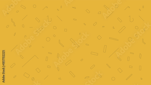 Geometric shapes scattered on yellow background