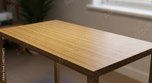Minimalist natural bamboo table with smooth surface for interior design projects