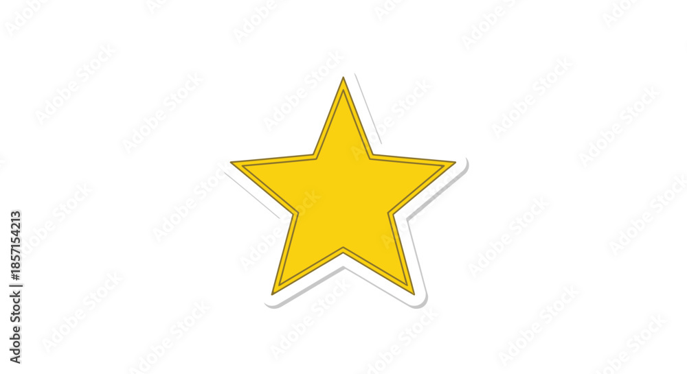 Fototapeta premium Bright yellow star illustration with a bold outline and subtle shadow effect for design and