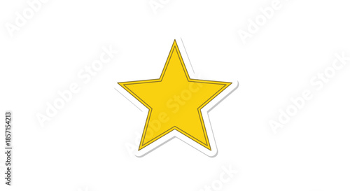 Bright yellow star illustration with a bold outline and subtle shadow effect for design and