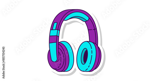 illustration of colorful headphones with purple and blue shades suitable for music lovers design