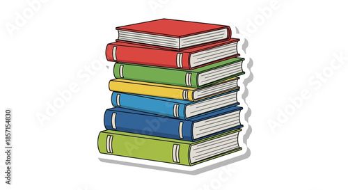 stack of colorful books in various sizes and colors representing knowledge and learning