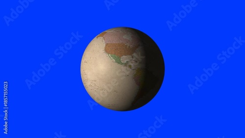 slow rotating vintage earth on a blue background