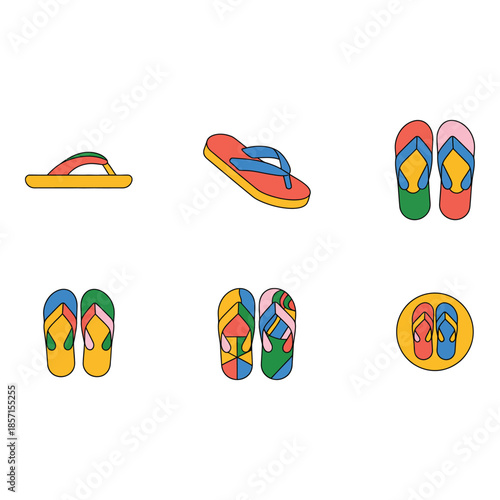 Colorful flip flops collection for summer vacation
