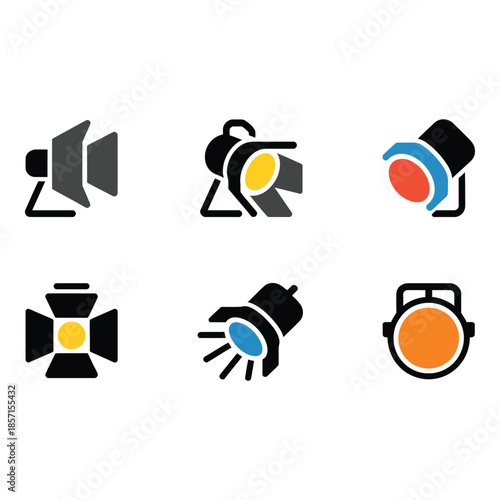 Collection of different stage light icons