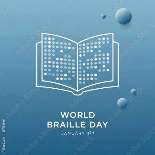 Open book with Braille dots World Braille Day concept clean vector illustration for awareness and education
