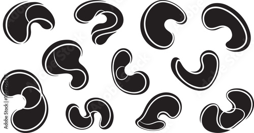 Collection of black and white cashew nuts