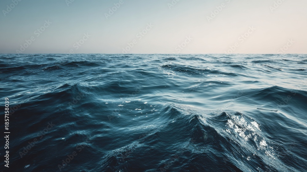 Fototapeta premium Majestic Ocean Waves Under a Clear Sky with Serene Sea Journey.